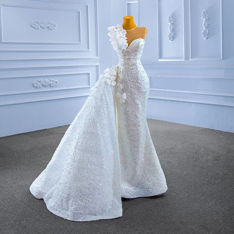 kisswhite RSM Collection 67409  customized Stunning Full Beading Long Sleeves Bridal gown dubai One Shoulder Mermaid Wedd