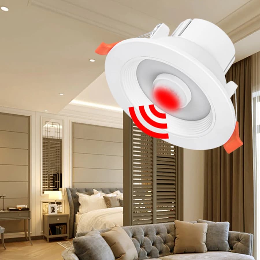 AC 85-265V 5W 10W 15W 20W Round Recessed LED Ceiling Light PIR Motion Sensor Spot Light for Corridor Aisle Auto ON/Off at Night