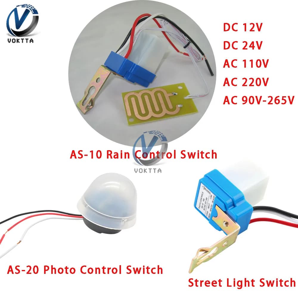 AS-10 AS-20 10A Rain/Photo Control Switch Sensor Auto On Off Photocell Street Light Control AC/DC 110V 220V 90-265V 12V