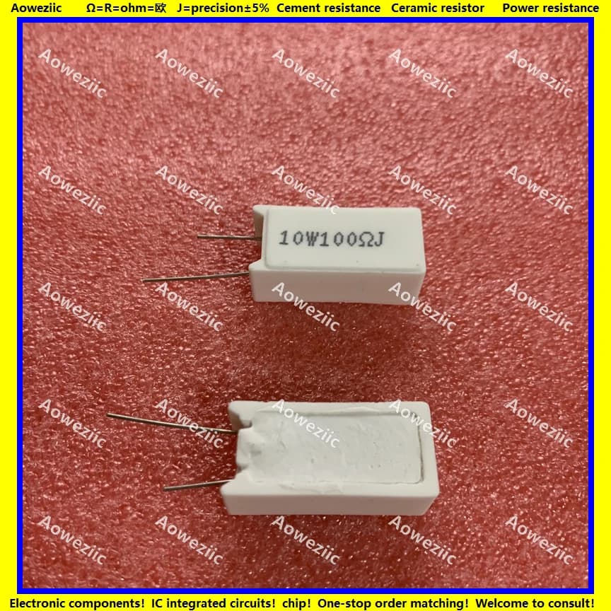 10Pcs 10W100RJ RX27-5 Vertical Cement Resistance 10W 100 ohm 100R 100RJ 10W100R Ceramic Resistance precision 5% Power resistance