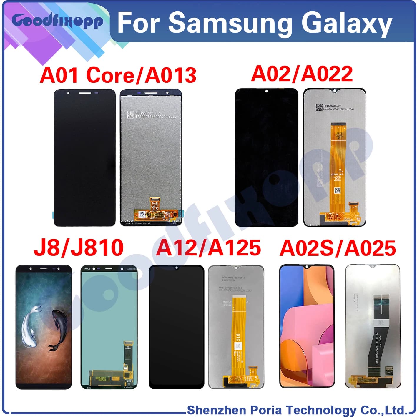 100% Test AAA For Samsung Galaxy A01 Core A02 A02S A12 J8 SM-A013F A022F A025F J810F LCD Display Touch Screen Digitizer Assembly