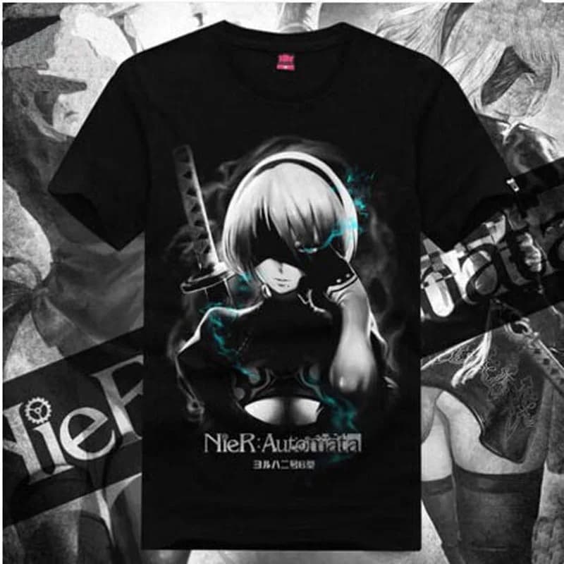 New NieR t-shirt Automata Game 2B YoRHa No. 2 Type B Heroine Men t shirt Summer Short-sleeve Cotton tops
