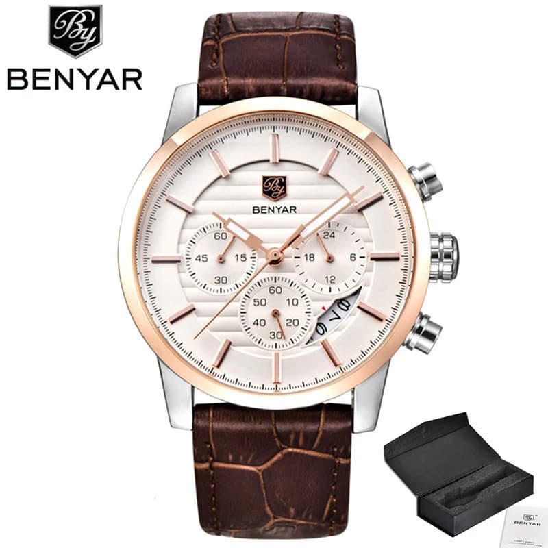BENYAR Top Brand Luxury Stainless Steel Watch Men Business Casual Quartz Watch Military Wristwatch Waterproof Sport Relogio 2023