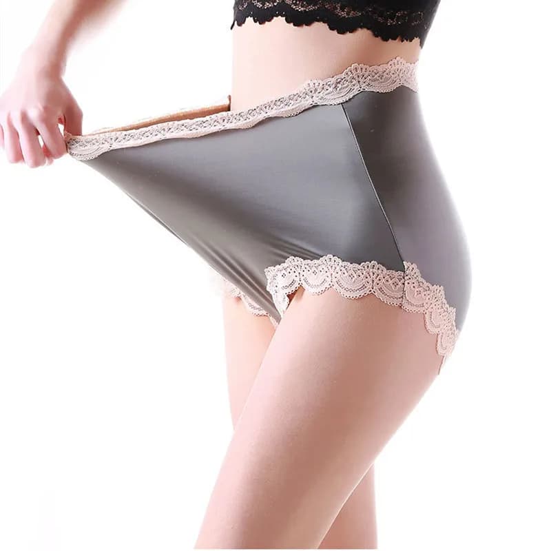 New High-grade Satin Ice Silk Soft Breathable Lace Sexy Lingeries Underwears Lady Panties Plus Size 6XL Women's Briefs