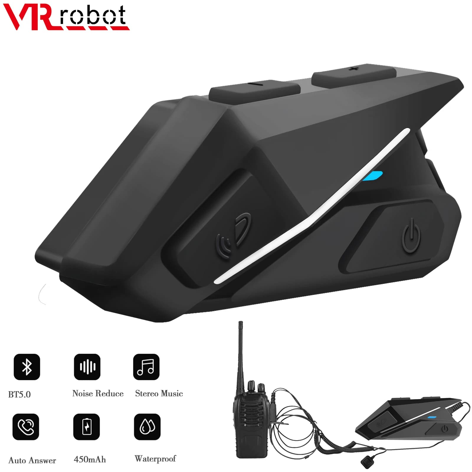 VR robot Motorcycle Bluetooth Helmet Headset Wireless Handsfree Earphones Stereo Music Player FM Radio Support Walkie-Talkies