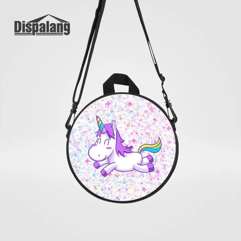 Cute 3D Carton School Bag For Baby 1-5 Years Unicorn Printed Messenger Bags Women Small Round Crossbody Bags For Traveling