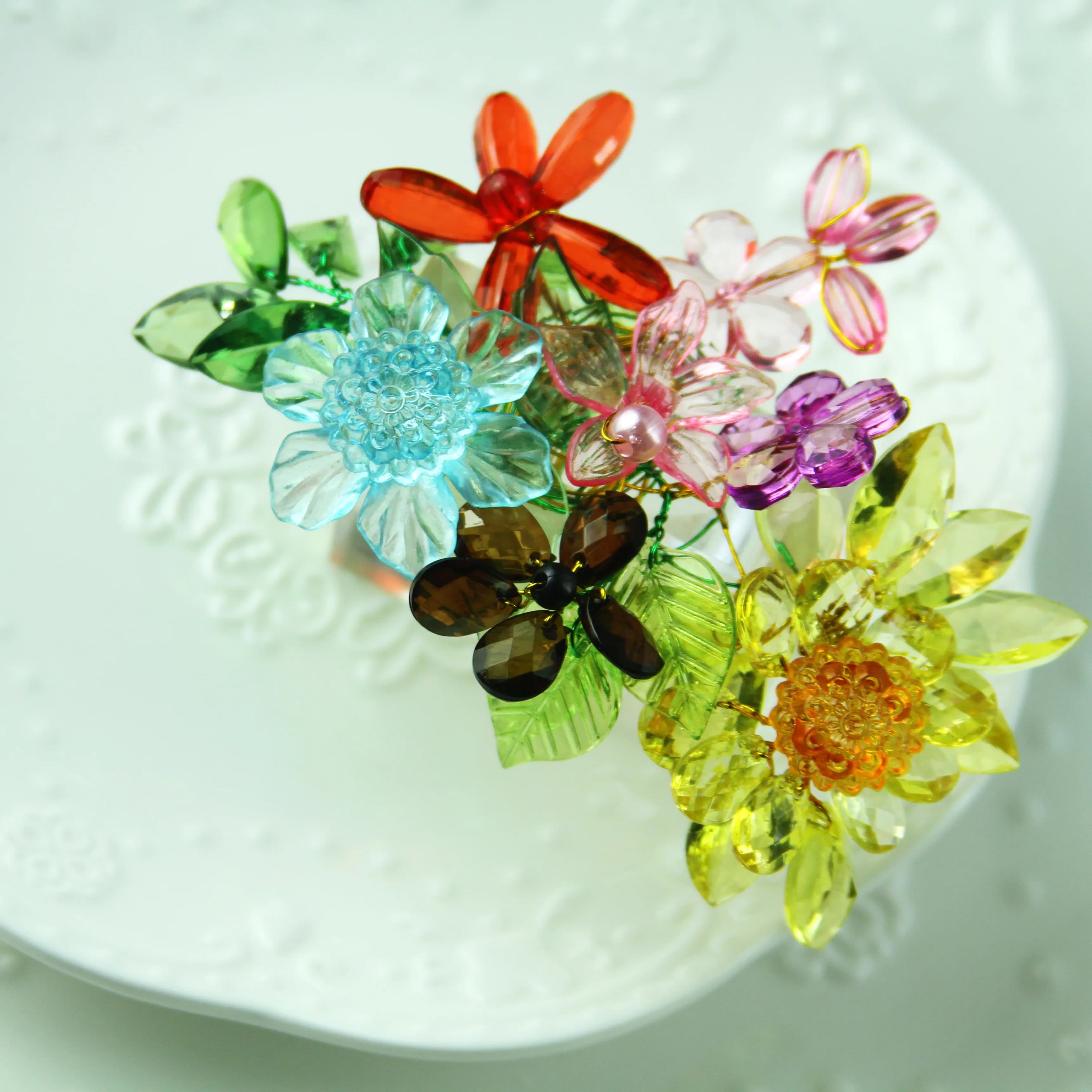 Free Shipping Flower Square Acrylic Napkin Rings Napkin 4 Pcs Holidays decoration