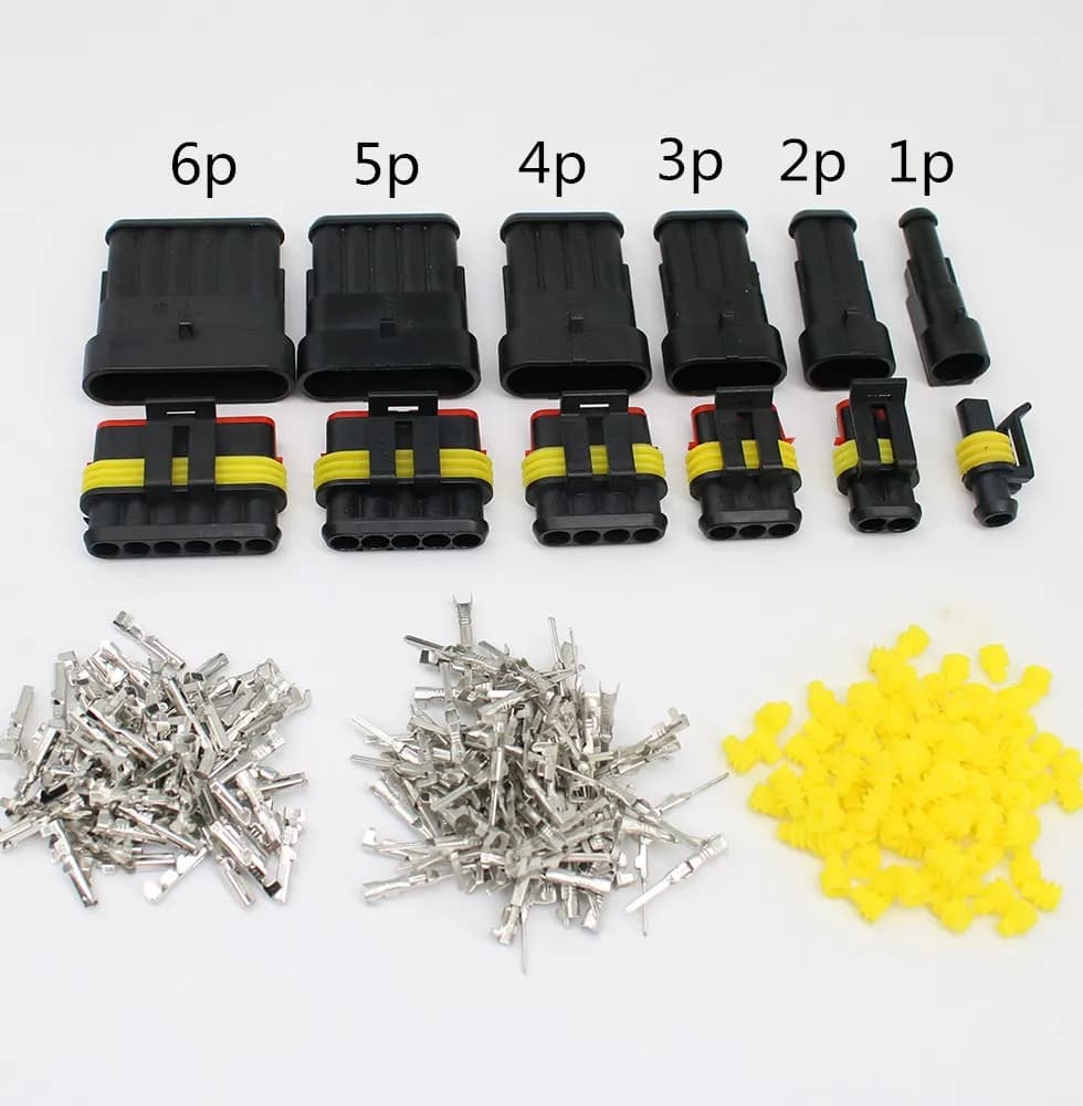 5sets Kit 2 pin 1/2/3/4/5/6 pins Way AMP Super seal Waterproof Electrical Wire Connector Plug for car waterproof connector