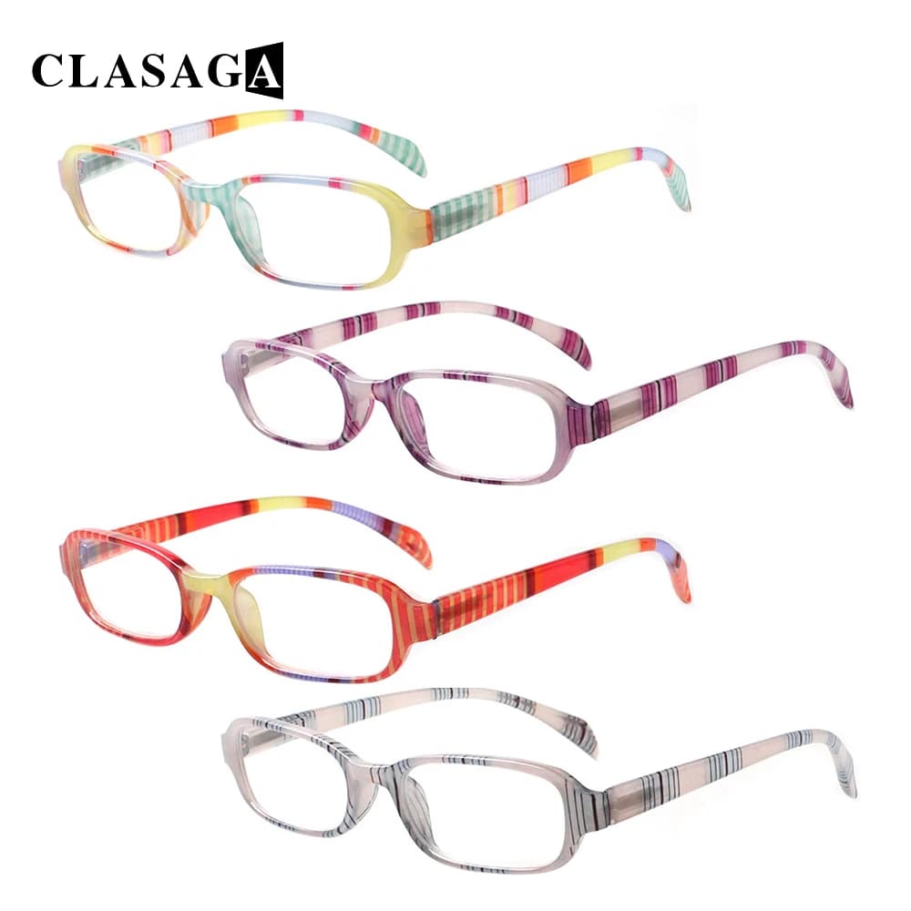 CLASAGA Fashion Colors Stripe Reading Glasses Ladies With Spring Hinges Decorative Glasses High Quality Prescription Eyeglasses