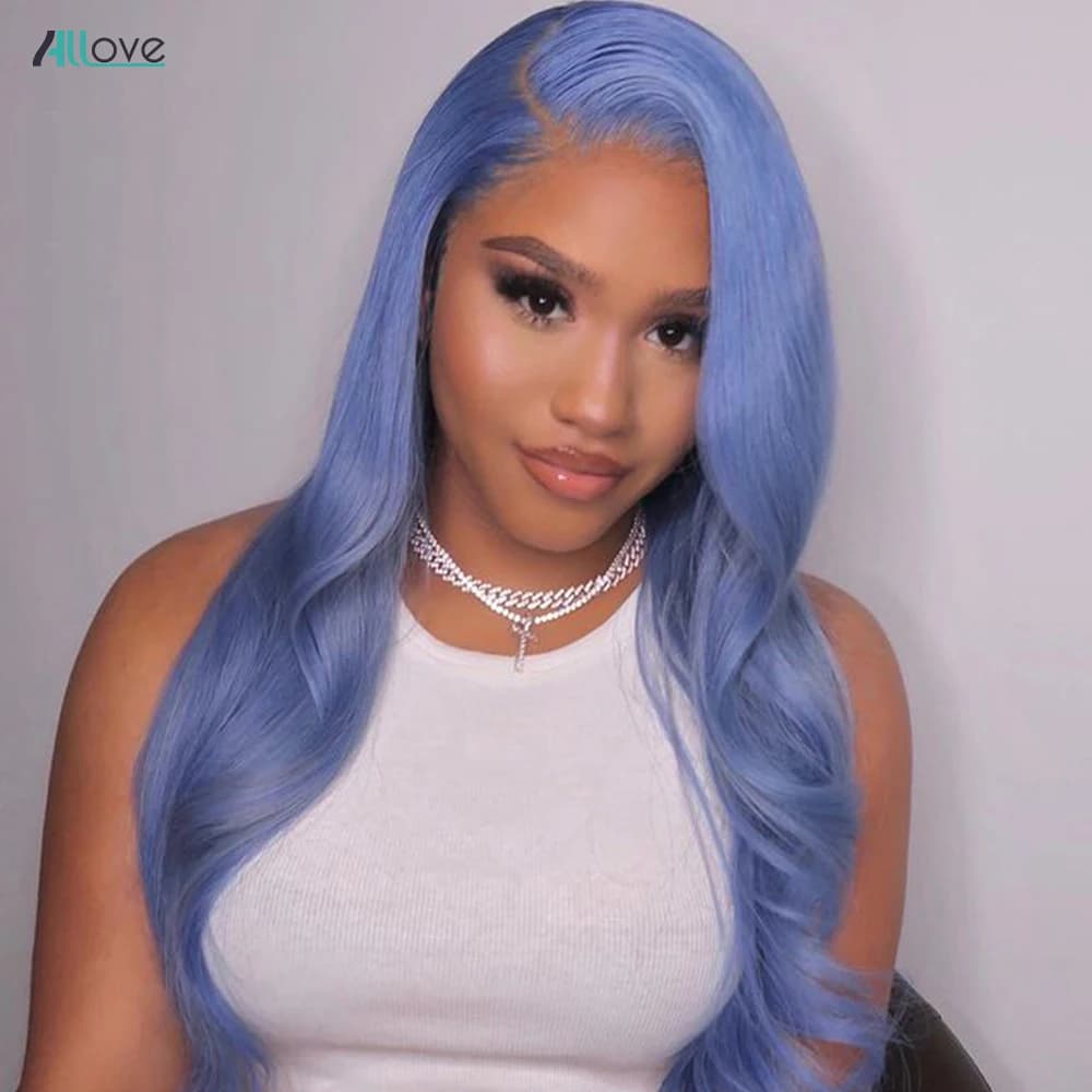 Blue Wig Body Wave Lace Front Wig 13x4  Transparent Lace Front Wigs For Women Brazilian Remy Colored Human Hair Wig