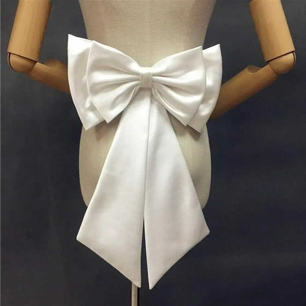 Separate white satin bow detachable bridal dress satin knot accessories
