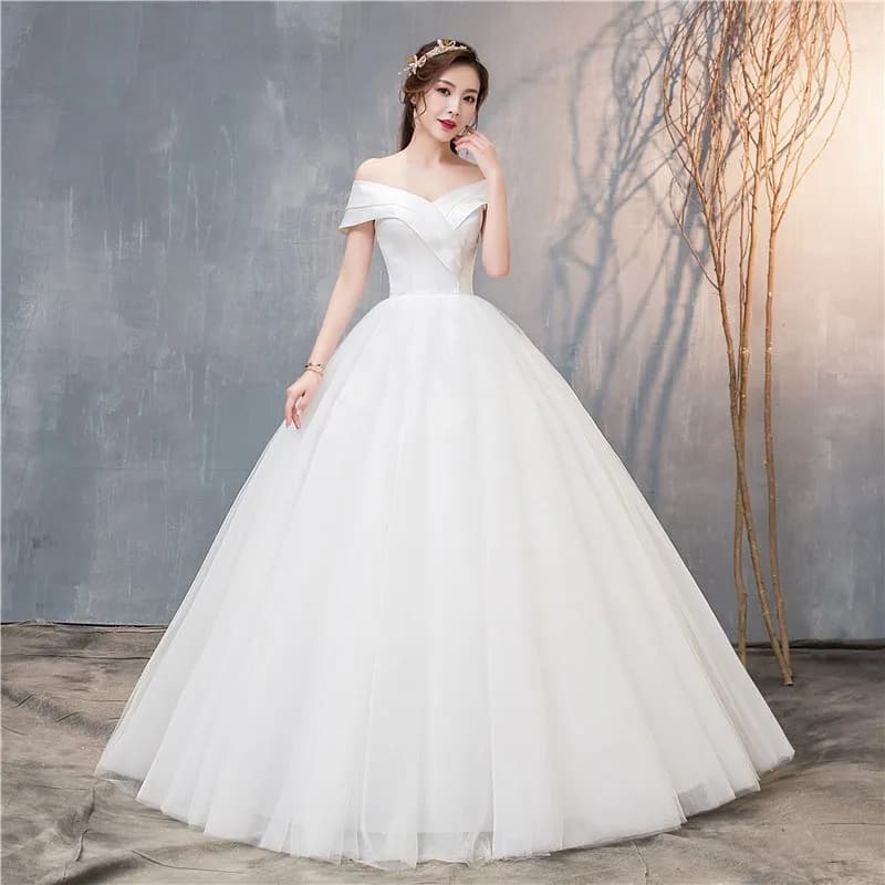 Wedding Dress 2024 New Sexy V-neck Lace Up Ball Gown Off The Shoulder Simple Wedding Dresses Vestido De Noiva Customized