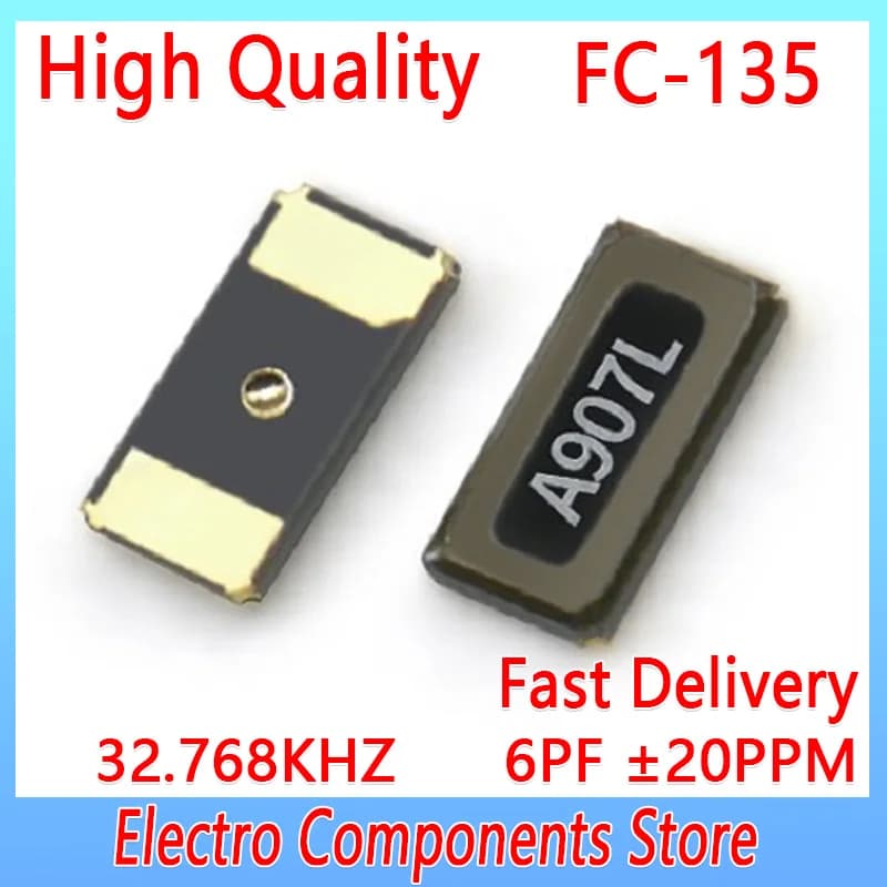 FC-135 2Pin 3215 32.768kHz SMD Quartz Crystal Resonator Passive Oscillator 6PF ±20PPM 3.2x1.5mm 32.768K 32768 Resonator Passive