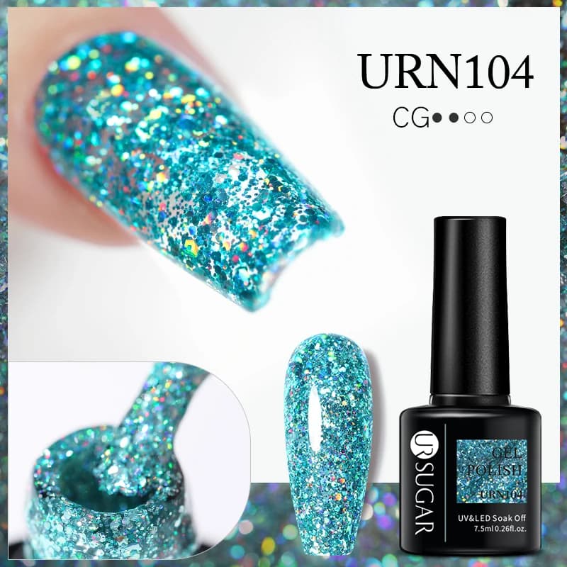 UR SUGAR Glitter Sequins Gel Polish Manicure For Nails Semi Permanent Vernis Top Coat UV LED Gel Varnish Soak Off Gel Polish