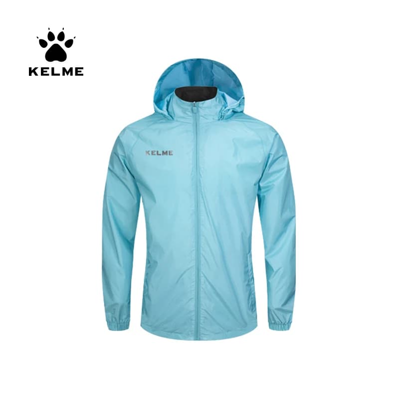 KELME Men's Windbreaker Running Jacket Soccer Kid Hooded Windproof Coat Training Waterproof Jacket Quick Dry 3801241