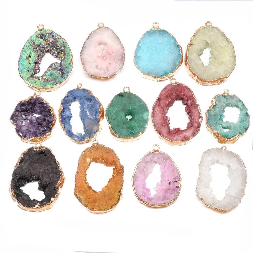 Wholesale Natural Crystal Quartz  Stone Pendant Irregular Charms for DIY Jewelry Making Necklace Bracelet Erirngs
