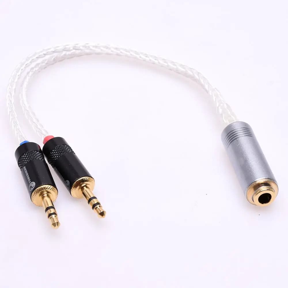 2X 3.5mm Male to 4.4MM Female Balanced Silver Plated Cable Compatible PHA-3 Adapter for Sony PHA-3 NW-WM1Z MDR-Z1R PHA-2A