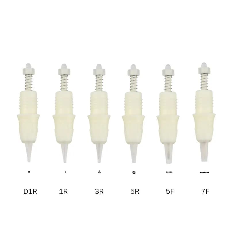 10pcs Charmant 2 Cartridge 1R/D1R/3R/5R/5F/7F Sterilized Tattoo Permanent Makeup Needle Charm Tips Spiral Port For Eyebrow Lips