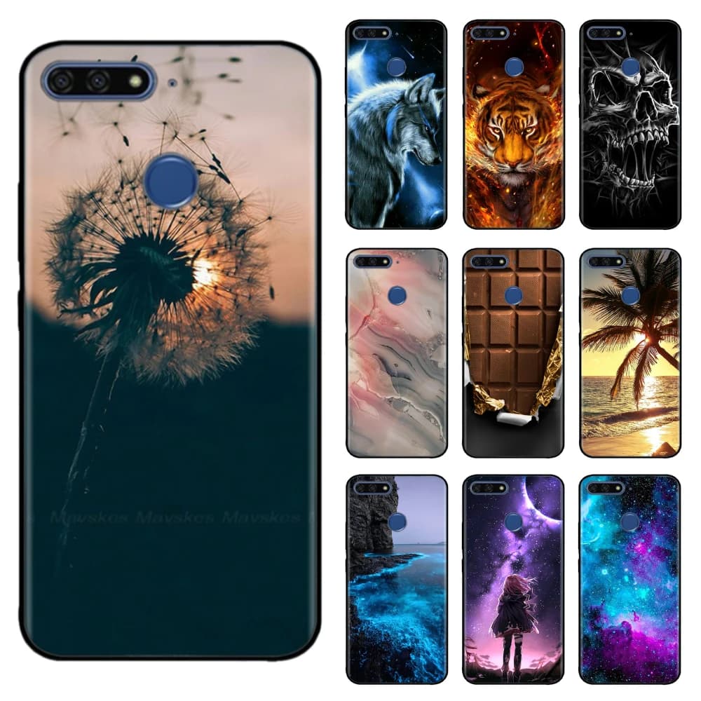 Silicon Case For Huawei Honor 7C Honor 7A Pro Soft Tpu Back Phone Cover Bumper Honor7C 7 C AUM-L41 5.7 inch Etui Printing Coque
