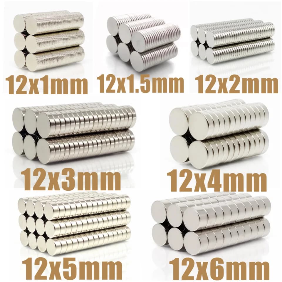 10~500Pcs N35 Round Magnet 12x1 12x1.5 12x2 12x3 12x4 12x5 12x6 Neodymium Magnet Permanent NdFeB Super Strong Powerful Magnets