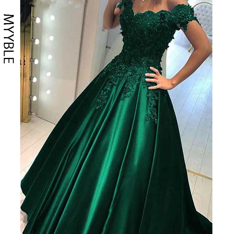 Customized Long Floor Length Formal Dress Robe De Soiree Elegant Green Evening Dresses Ball Gown Lace Sweetheart Evening Gowns