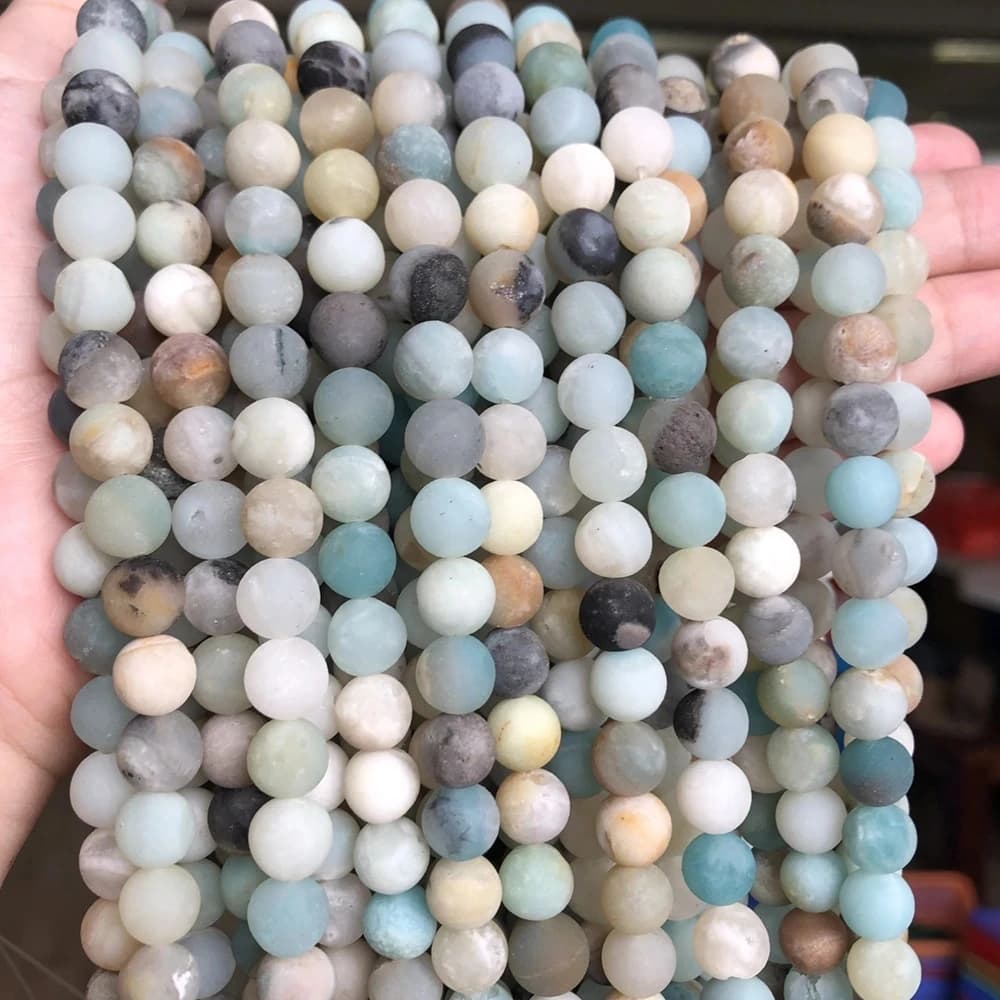 Natural Stone Matte Amazonite Round Beads for Jewelry Making  Perles Gem Loose Beads Diy Bracelet Necklace 15'' 4/6/8/10/12mm