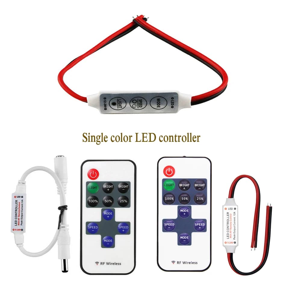 DC 12V-24V Mini 3 Keys 11ey RF  Single Color LED Controller Brightness Dimmer for led 3528 5050 LED  strip light