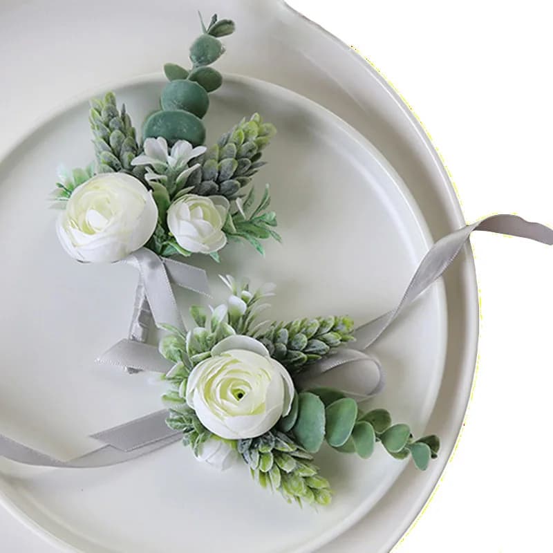 Wedding Corsages and Boutonnieres Groom Accessories Bridesmaid Bracelets Corsage Brooch Flowers Artificial Roses Prom Decoration