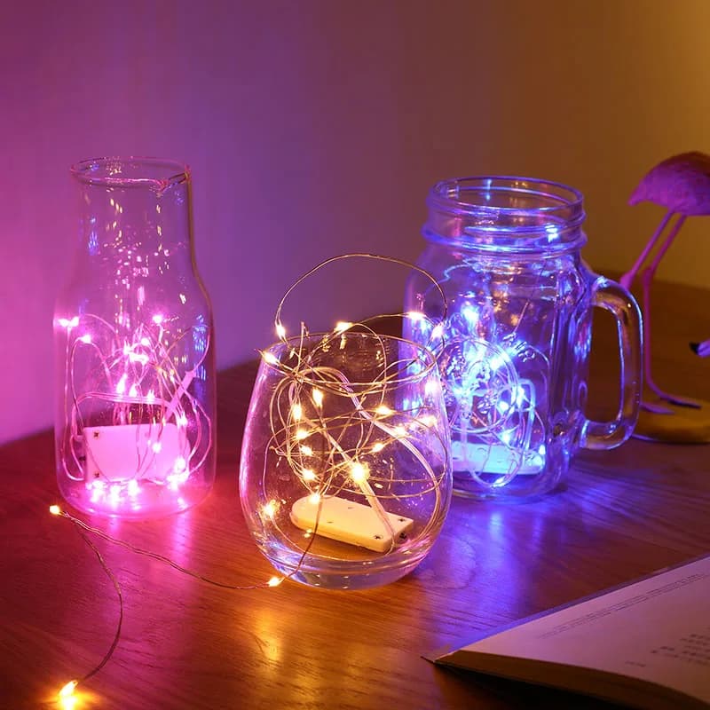 1pcs New Year 1M 2M 3M 5M LED Silver Wire String Lights Fairy Garland For Christmas Home Wedding Outdoor Holiday Decoration