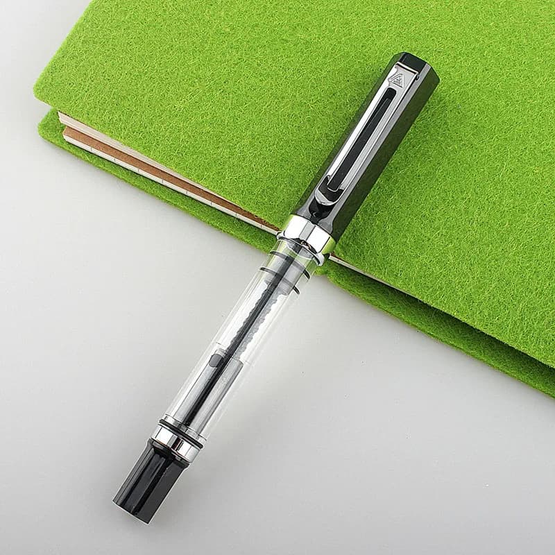 Lanbitou 3059 Fountain Pen Piston Plastic Ink Pen EF/F Nib Silver Clip Business Stationery Office school supplies Writing Gift