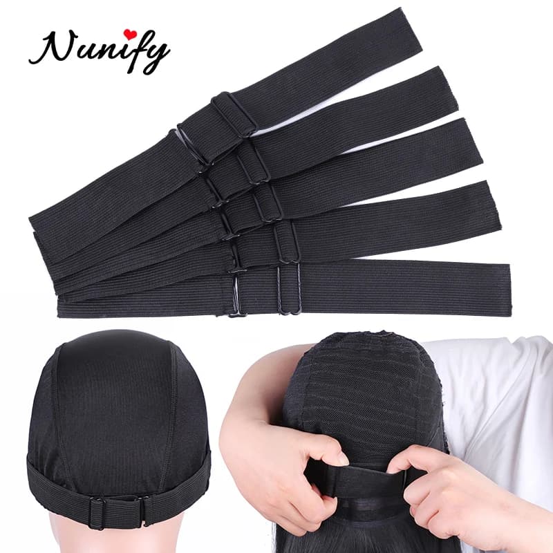 Nunify 5Pcs/Lot Adjustable Elastic Band For Wigs Making Wig Accessories Wholesale Black Color Wig Band For Hairnet