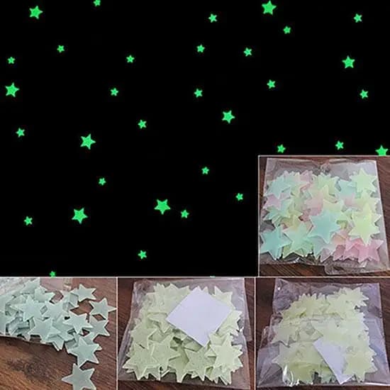 100/40Pcs 3D Stars Glow In The Dark Wall Stickers Stars Luminous Fluorescent Glow Wall Stickers Kids Bedroom Ceiling Home Decor