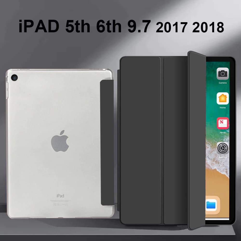 For Apple iPad 5 6 Tablet Case Three Fold Stand Bracket PU Leather Cover For iPad 5th 6th Generation 2017 2018 Auto Wake Funda