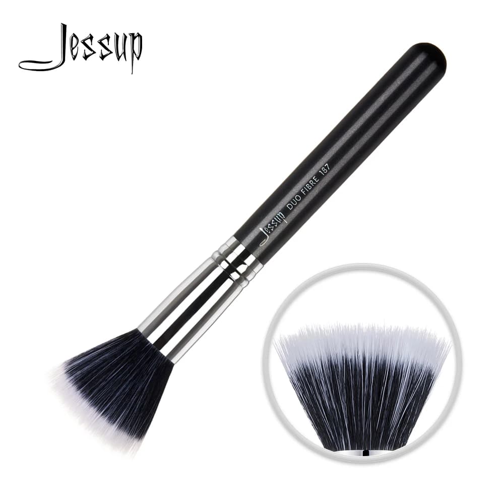Jessup Single Makeup Brush Duo Fiber High Quality Professional Fiber Hair Wholesale Face Brush Pearlescent Black 1pc 187
