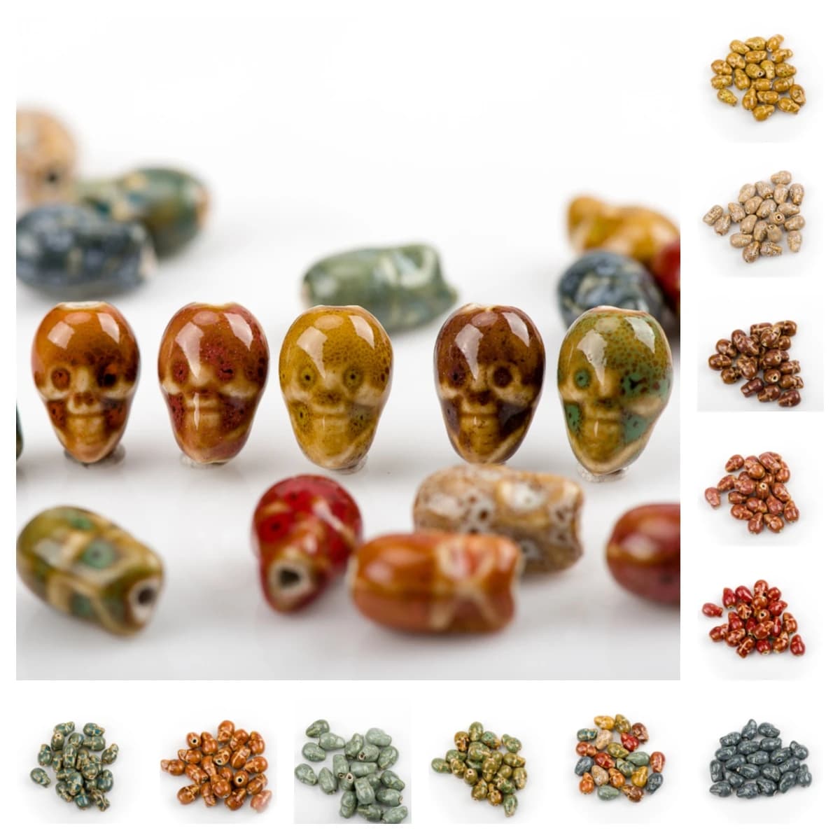 16# 20pcs Skull Shaped Ceramic Beads Bracelet Accessories DIY Materials For Jewelry Make #A418C