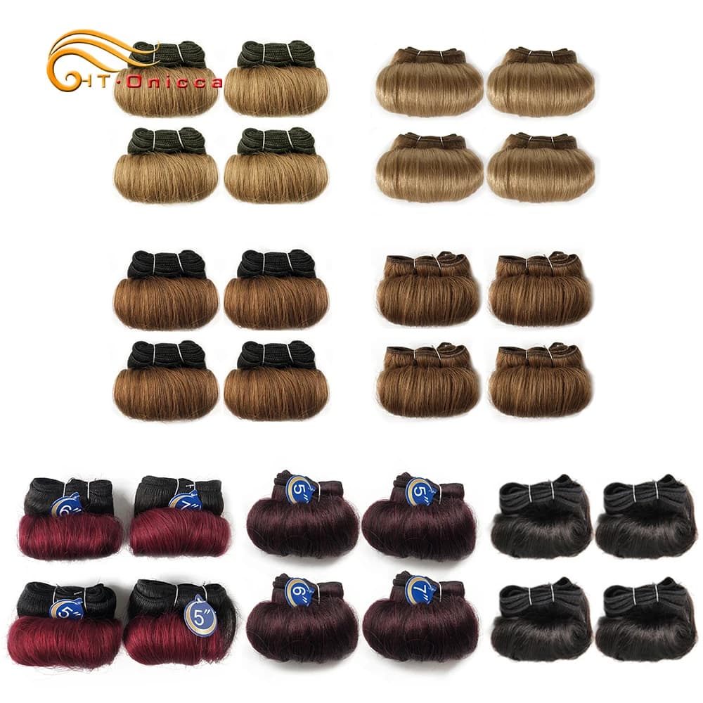 Curly Hair Bundles Malaysian Human Hair Weave Bundles 4Pcs/Lot Short Hair Products Wavy Bundles Human Hair Extensions