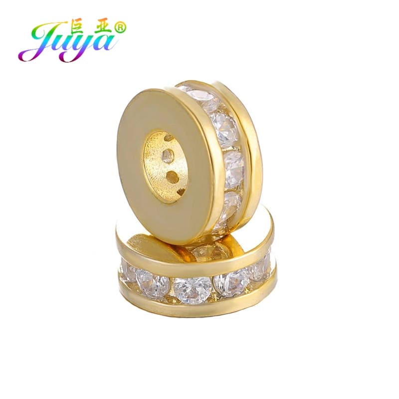 Juya DIY 7 8 9 10 mm Metal Spacer Beads Supplies Decorative Separator Divider Beads For Handmade Beadwork Beads Jewelry Making