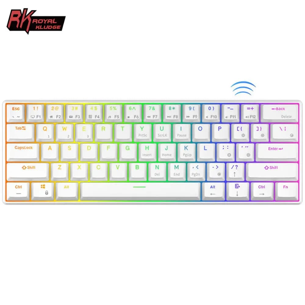 RK61 Royal Kludge Wireless Mechanical Keyboard Tri-Mode Bluetooth 5.0/2.4G/USB-C RGB Backlit 61 Key Hot-Swappable Gamer Keyboard
