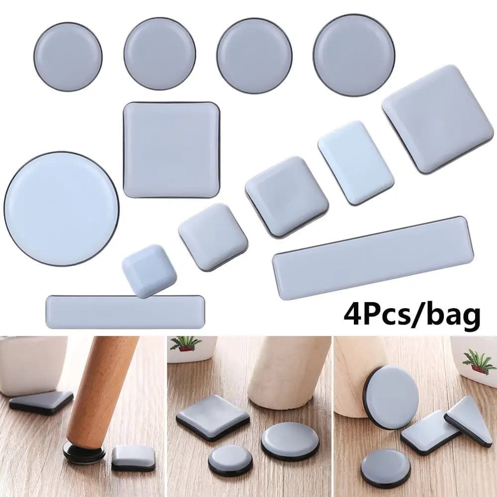 4Pcs Self-Adhesive Anti-abrasion Furniture Leg Slider Pads Floor Protector Easy Move Heavy Table Sofa Slider Mat Chair Fittings