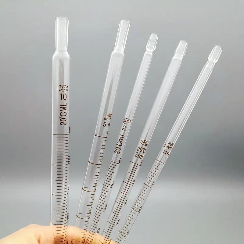 5pcs 10pcs 20pcs Lab Glass Graduated Pipette Dropper Vol. 1ml/2ml/3ml/5ml/10ml Transfer Pipette for Laboratory Experiment