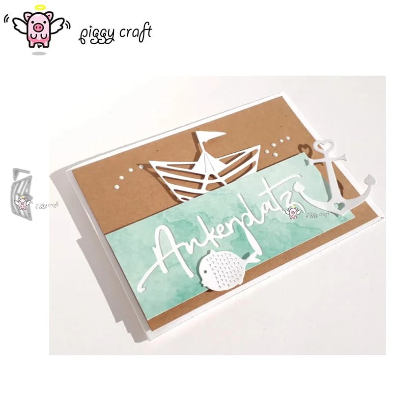 Piggy Craft metal cutting dies cut die mold Ship flag decoration Scrapbook paper craft knife mould blade punch stencils dies