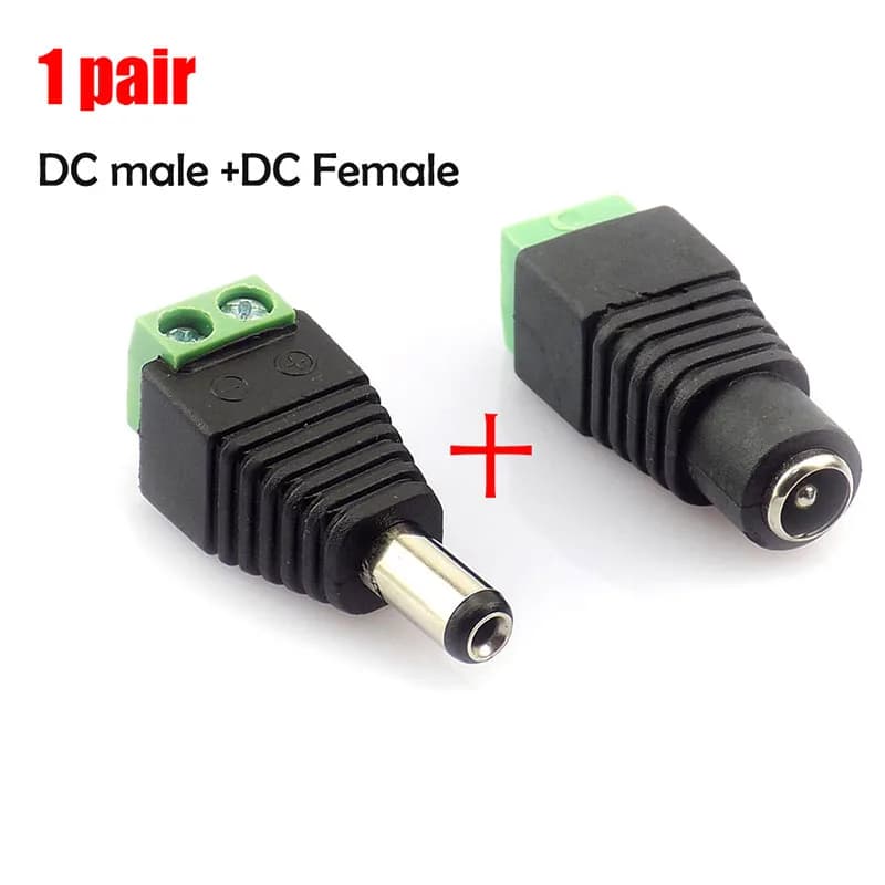 1 Pair DC Male Female Jack Plug Connector 2.1x5.5 mm Power Supply Adapter BNC for CCTV Camera LED Strip Lamp Lighting Lights