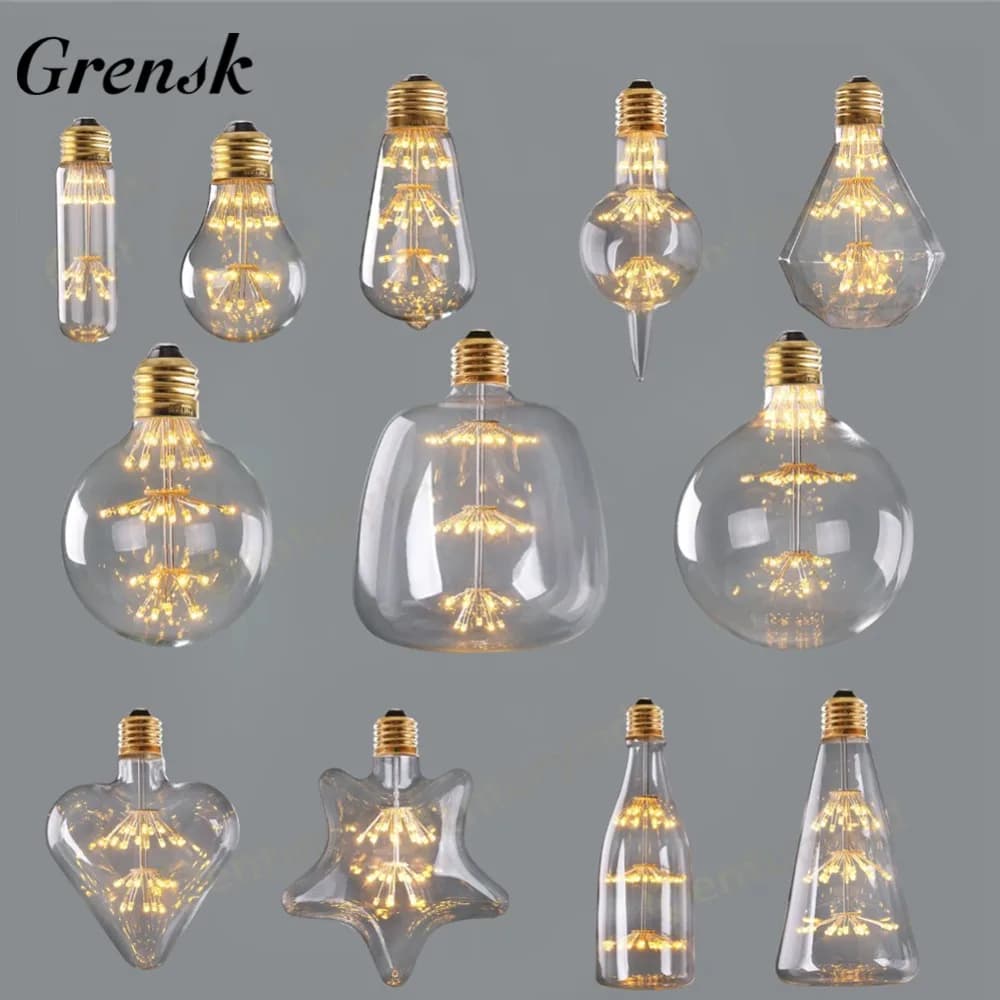 LED Bulb ST64 E27 Non- Dimmable Vintage Starry Sky Lamp Vintage Led 3W 2200K Bottle Light bulb Decorative Birthday Firework Lamp