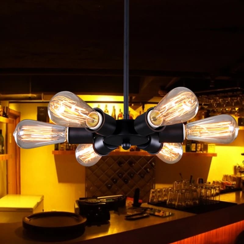 Ferris wheel rustic chandelier Sputnik Hanging lamp Edison lustre metal lighting American barn suspension vintage pendant lamp