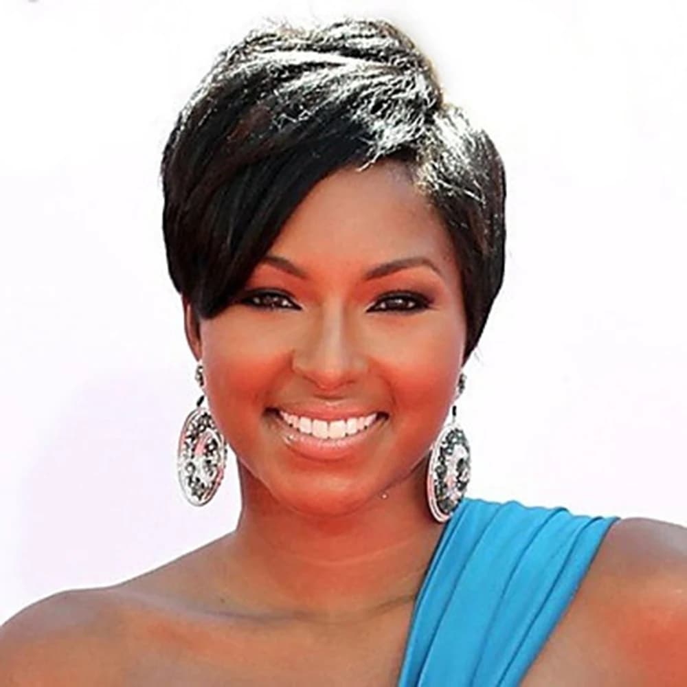 Short Layered Black Human Hair Capless Wig Costume lace front Wig Density 130 % Natural Straight Wavy Women Wigs Full Wig