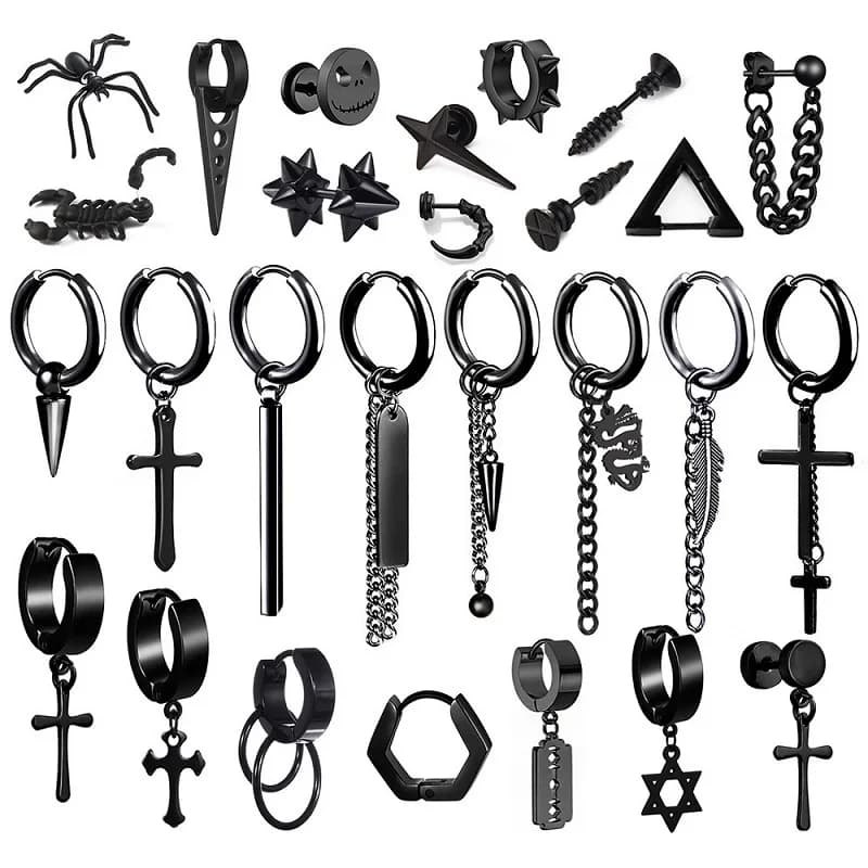 New Popular Collection 1 Pair Stainless Steel Ear Stud Cross Pendant Earrings For Men and Women Punk Gothic Jewelry Best Gift