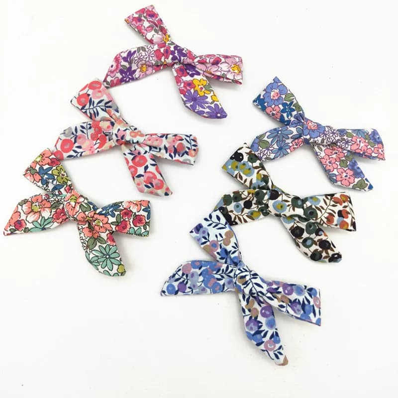 Handtied School Girl Hair Clips Floral Children Bows Hairpin Cotton Baby Summer Barrettes Kids Hair Accessories 2PCS/Set