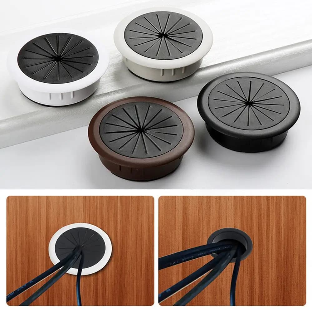 50/60MM Desk Cord Grommet Wire Hole Cover Line Outlet Port Threading Box Cover Cable Passing Box Office Table Cable Organizer