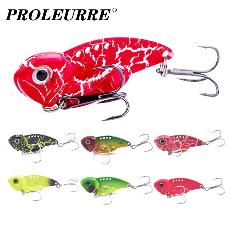 1Pcs Winter Metal VIB Spinner Spoon Fishing Lures 7g 10g 14g Jigs Vibration Artificial Baits Trout Bass Treble Hook Pesca Tackle
