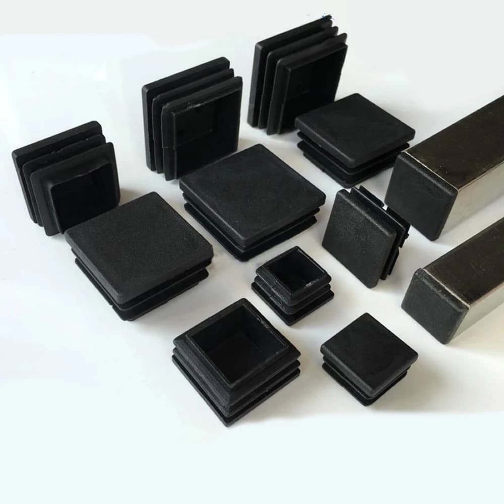 10pcs Square Black Plastic Blanking End Cap Tube Pipe Insert Plug Bung Chair Table Feet Cap 10x10~100x100mm